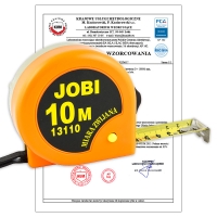 Przymiar wstęgowy 10m Jobi (13110) ze świadectwem wzorcowania PCA