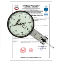 Czujnik zegarowy dźwigniowy (diatest) 0,8mm Insize (2381-08) ze świadectwem wzorcowania PCA